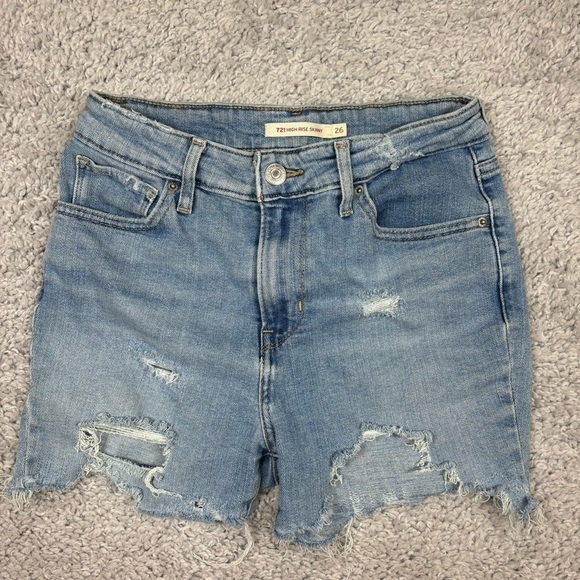 Levi's Shorts Womens 26 Cut Offs Distressed Holes Casual Grunge Frayed Torn Raw - Picture 1 of 6